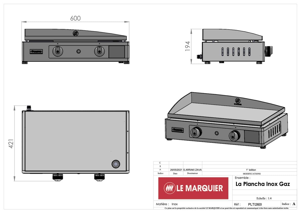 Piastra Liscia A Gas La Plancha Acciaio Inox 260