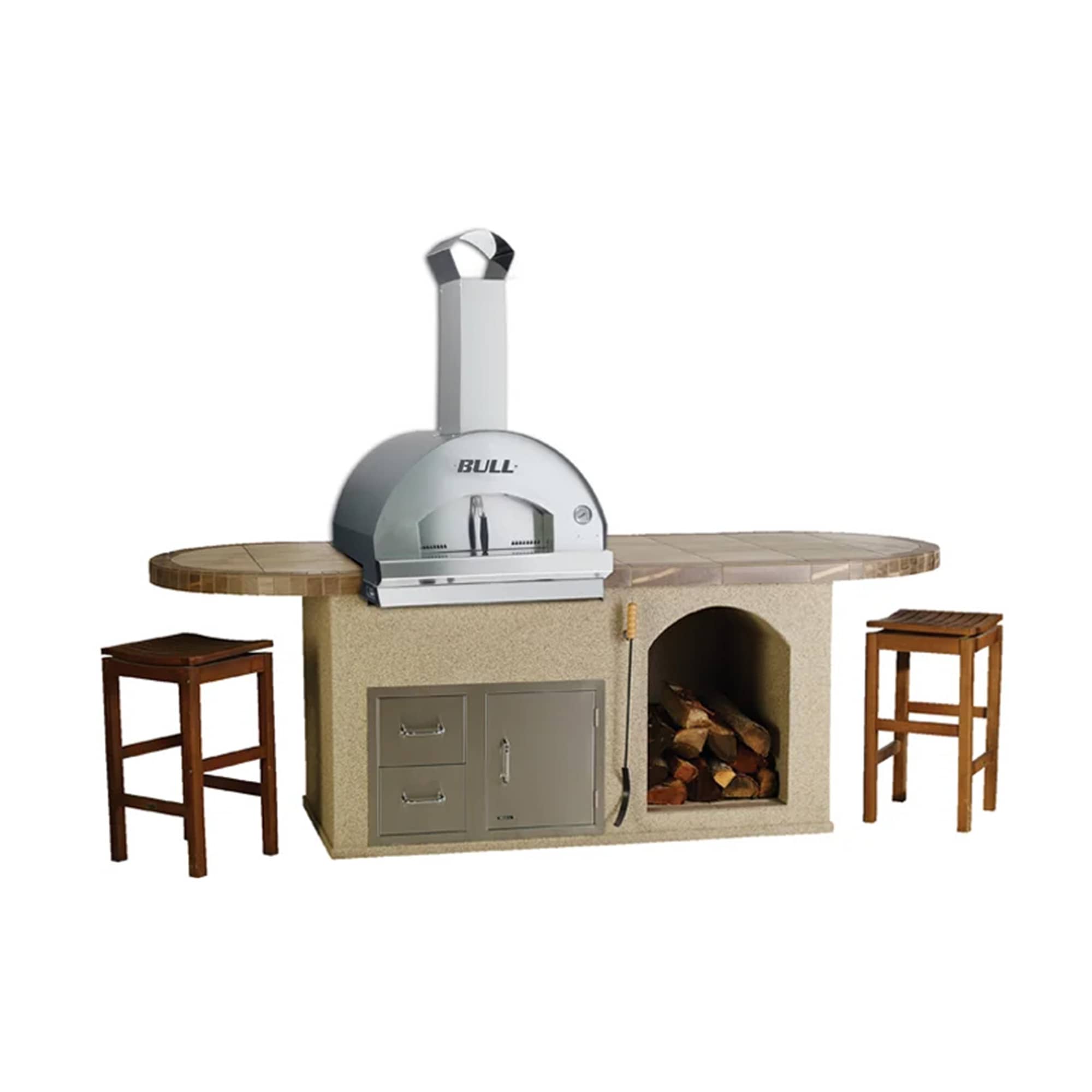 Pizza Q Island Stucco Forno pizza a LEGNA BULL Large