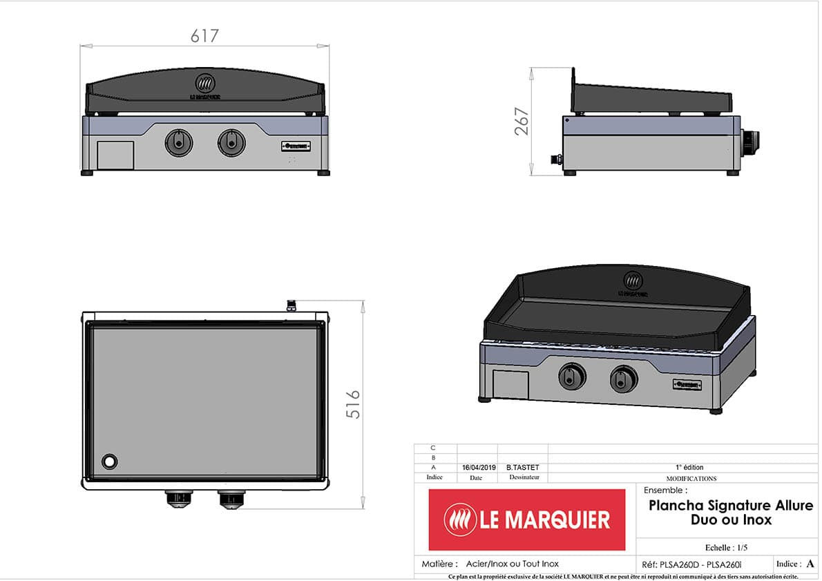 Piastra allure nera 260 gpl 5,4kw Piastra allure nera 260 gpl 5,4kw