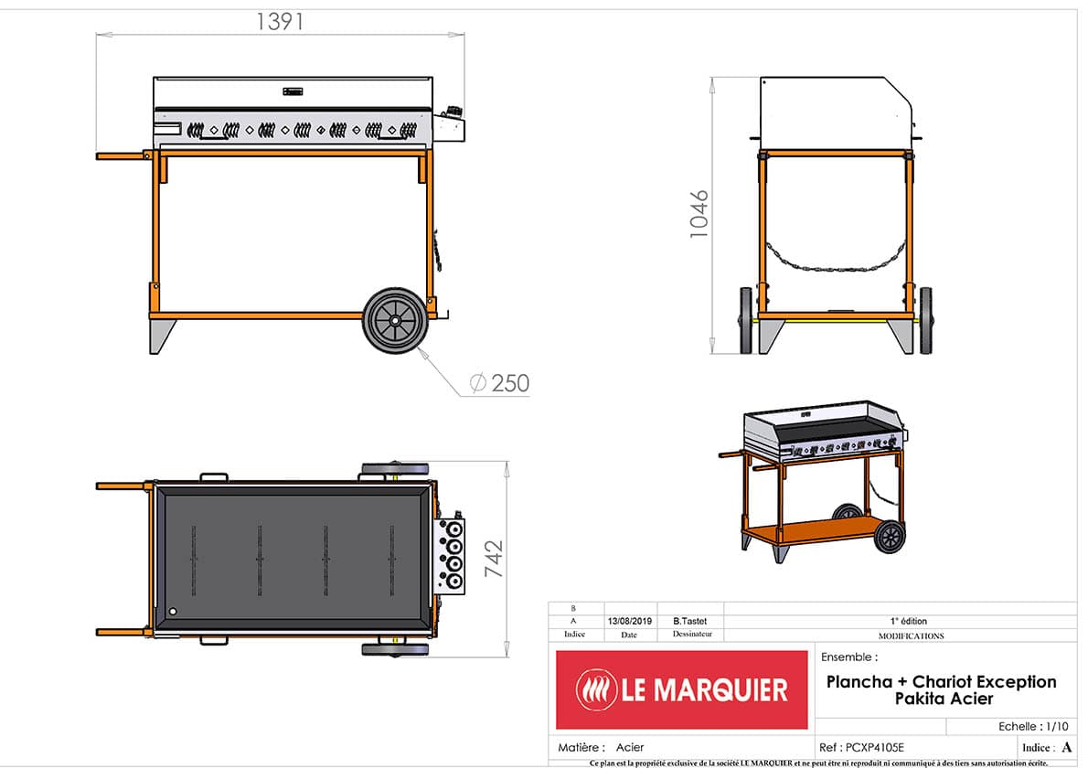 Piastra pakita nera 410 gpl 10kw con carrello Piastra pakita nera 410 gpl 10kw con carrello