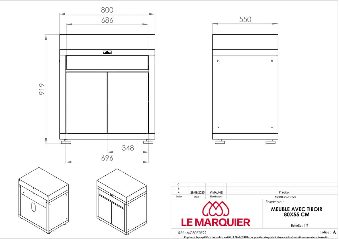 Mobile con cassetto 80×55 cm tortora Mobile con cassetto 80x55 cm tortora