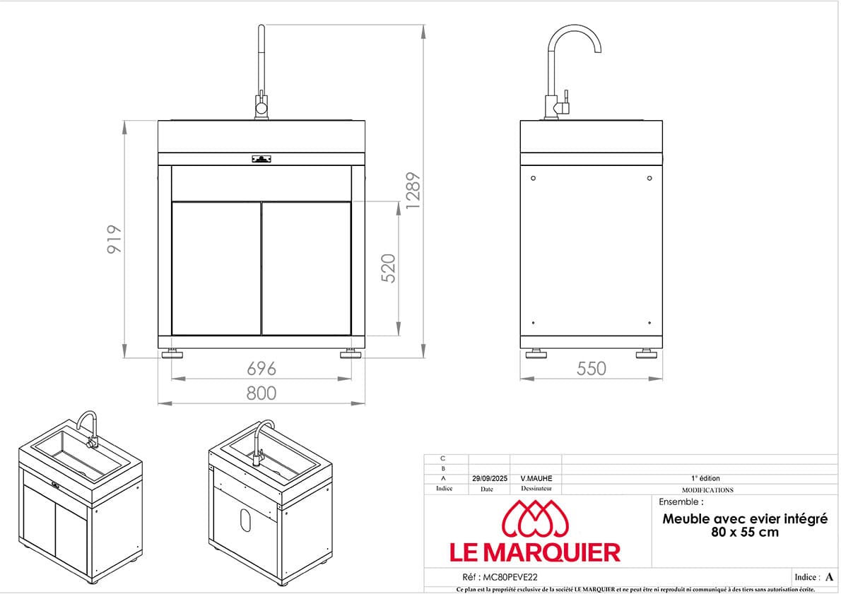 Mobile con lavello integrato 80 x 55 cm sabbia Mobile con lavello integrato 80 x 55 cm sabbia
