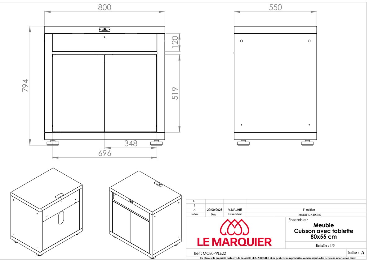 Mobile cucina con ripiano 80 x 55 cm sabbia Mobile cucina con ripiano 80 x 55 cm sabbia